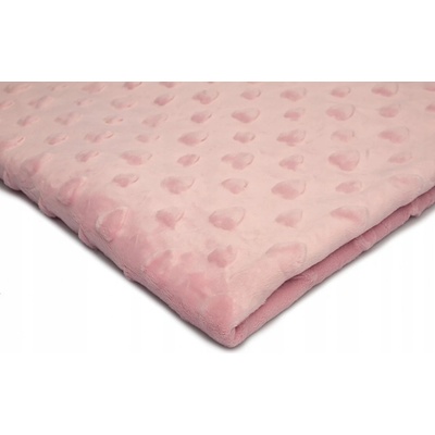 Látka minky srdička, 320 g/m², šíře 160 cm, metráž, světle růžová