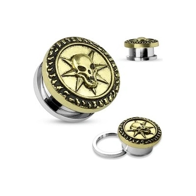 Piercingate plug do ucha lebka PTP00210 zlatá