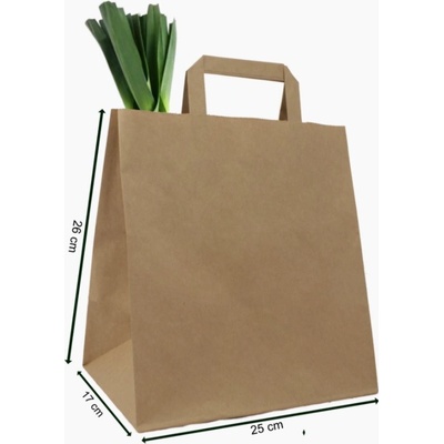 WIMEX Papírová taška hnědá 260+170x250 mm s plochým uchem