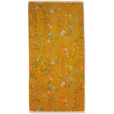 Pip Studio Les Fleurs bavlněná osuška žlutá 70 x 140 cm