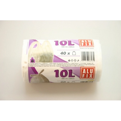 Alufix Vrecia na odpadky zaväzovacia HDPE 10l 10μm 40ks biele