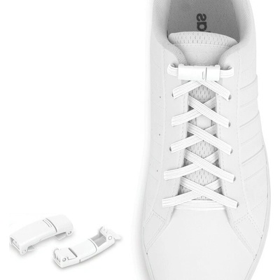 Shoelaces elastické s bielymi magnetickými sponami biele