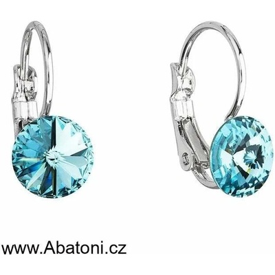 Swarovski Elements Rivoli vlepený krystal Dětské Ocelové náušnice visací modré kulaté 51031.3 Light Turquoise modrá světlá tyrkysová