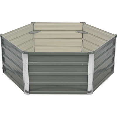 vidaXL 42405 Vyvýšený záhon 129x129x46 cm pozinkovaná ocel šedý