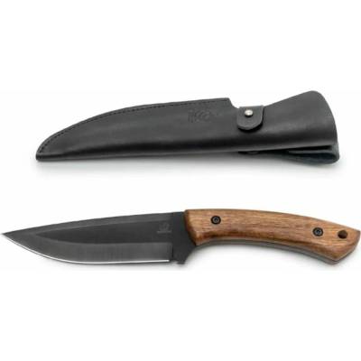 HGK1 Bushcraft s modrou čepelí z uhlíkové oceli, rukojeť z ořechu s koženým pouzdrem BeaverCraft