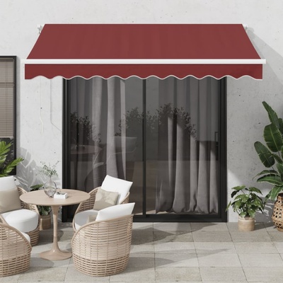 vidaXL Ručně zatahovací markýza s LED burgundská 300 x 250 cm