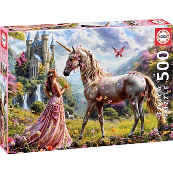 Educa Пъзел Educa от 500 части - Феи, еднорози и пеперуди (EDU20243)