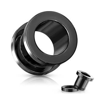 Šperky4U ocelový tunel do ucha černý TN01032-19