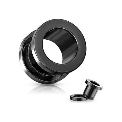 Šperky4U ocelový tunel do ucha černý TN01032-19