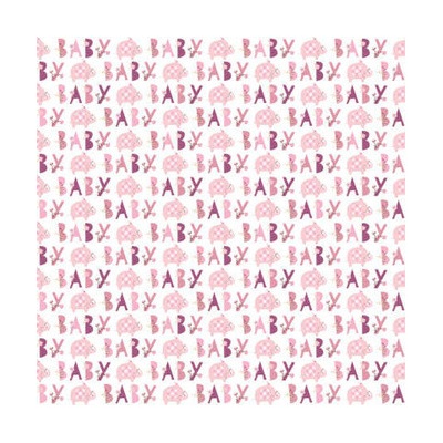 Balící papír Baby růžový slon - 76 x 152cm