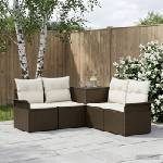 vidaXL Комплект дивани 5 бр. Кафяв и кремаво бял 187, 5 x 187, 5 x 85 см (3447734)