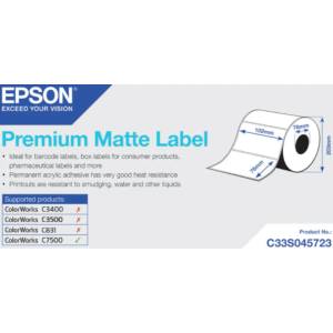 Epson C33S045723 Premium Matte, за ColorWorks, 102x76mm, 1570 бр. , бели самозалепващи етикети (C33S045723)