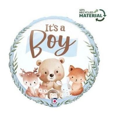 GRABO Kruh "It´s a Boy" lesní zvířátka 18" 46cm fóliový balónek