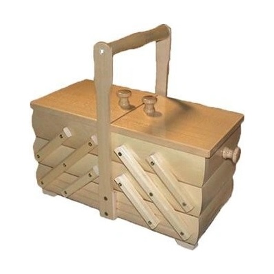Stoklasa Kazeta / košík na šití, dřevěný rozkládací s uchem, 670756/1, světle béžová, 15 x 30 x 25cm – Zboží Dáma