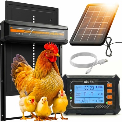 KLIM Technologies Deutschland Automatická dvířka do kurníku solární s bezdrátovým ovládáním - LCD displej, časovač a světelný senzor - Foxproof 26