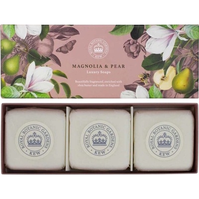 English Soap Company Magnolie & Hruška Sada tuhých mýdel 3 x 100 g