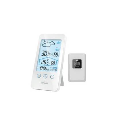 SENCOR SWS 3000 W meteorologická stanice s velkým přehledným LCD displejem. Ikona předpovědi počasí, měření vnitřní a venkovní teploty a vlhkosti.