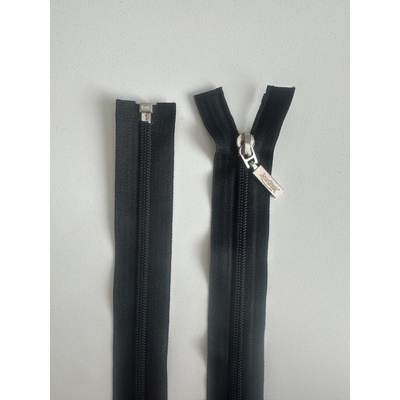 Zip spirálový 6mm se stříbrným jezdcem, černý 90 cm