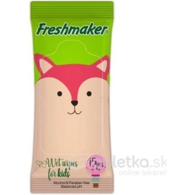 Freshmaker vlhčené obrúsky zvieratká-LÍŠKA bez alkoholu 15 ks