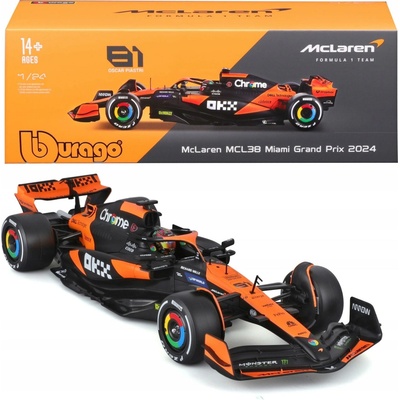 Bburago McLaren F1 Team MCL38 2024 81 Piastri hard case 1:24
