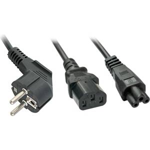 Lindy Захранващ кабел Lindy 30047, от Schuko(м) към към 1 x C13/C5(м), 2m (30047)