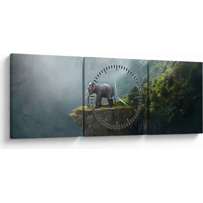 Obraz - Slůně na vrcholku Taj Mahal (s hodinami), třídílný 90x30 cm s hodinami – Hledejceny.cz