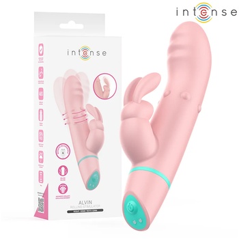 Заешки вибратор с въртяща функция и осцилация, 18см. - Intense Alvin (D-245065)