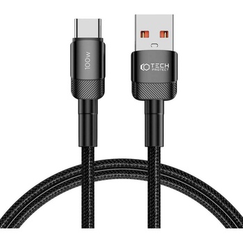 Tech-Protect Кабел с въжена оплетка за устройства с USB-C порт (100 см) - Tech-Protect Ultraboost Evo USB-A to USB-C Cable 100W (черен) (THP2601)