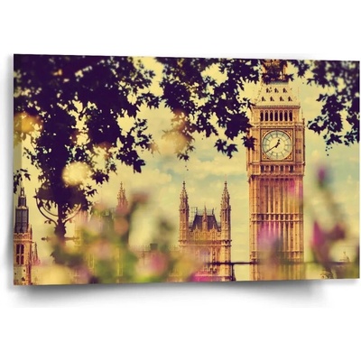 Sablio Obraz Londýn Big Ben Flowers - 60x40 cm