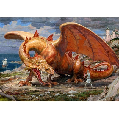(B) 3D pohľadnica Knight & The Dragon