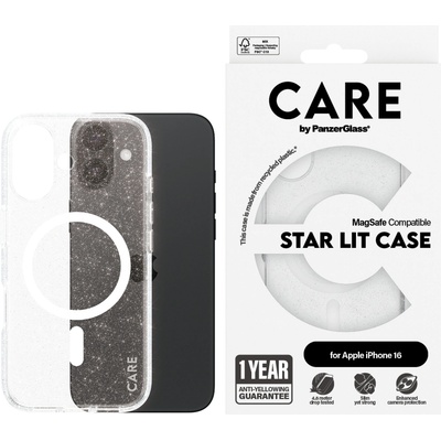 Panzer Гръб CARE by PanzerGlass за iPhone 16, Flagship Case Star Lit w. White MagSafe
