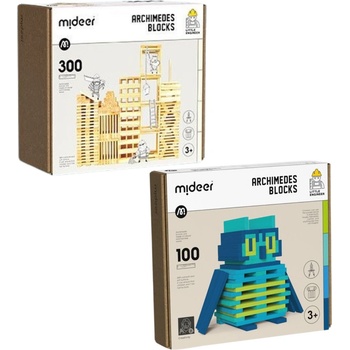 Mideer ARCHIMEDES BLOCKS drevené stavebné bloky + chladné farby 400 ks