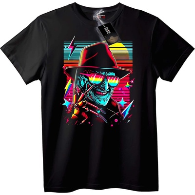 NOONEBRAND Тениска Неонов Freddy Ретро - 5XL, Black