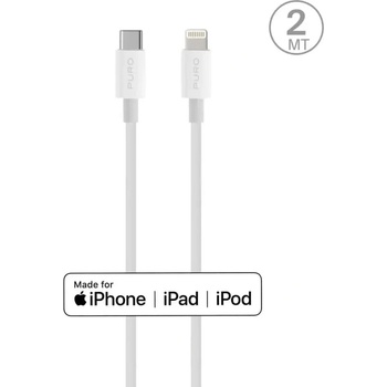 Puro elektrik Puro Plain Cable за Apple с MFI USB-C - Lightning 2.0 2.4A 2m - Бял (CAPLTUSBC2MTWHI)