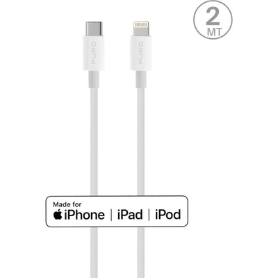 Puro elektrik Puro Plain Cable за Apple с MFI USB-C - Lightning 2.0 2.4A 2m - Бял (CAPLTUSBC2MTWHI)