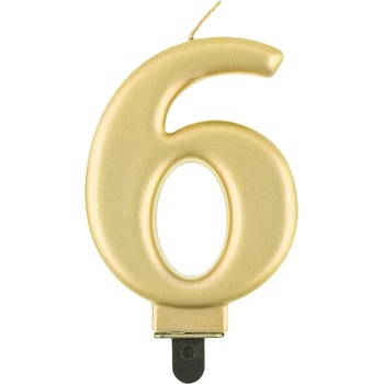 Image 1 of Godan Свещ за рожден ден 6 металик златиста