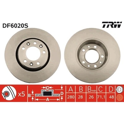 Brzdový kotúč TRW DF6020S
