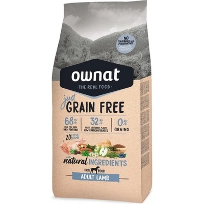 OWNAT Adult Grain Free Lamb - Натурална суха храна, БЕЗ ЗЪРНО, за пораснали кучета от всички породи, с агнешко и свинско месо - 14 кг, Испания - 109642