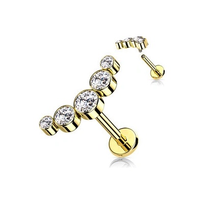 Šperky4U Zlacený piercing do brady se zirkony LB1113GD-1208