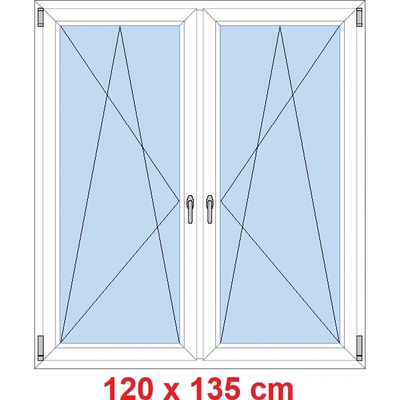 Soft Dvoukřídlé plastové okno 120x135 cm OS+OS se sloupkem Bílá