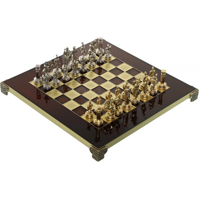 Manopoulos Šachy Antické Řecko a Řím se zlatými/stříbrnými figurkami a mosaznou šachovnicí 28x28cm