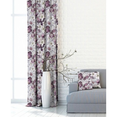 Záves dekoračný alebo látka, Soft , Fialová záhrada150 cm 150 cm