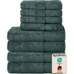Komfortec set of 8 towels, 4 bath towels 70x140 cm & 4 hand towels 50x100 cm, 100% cotton terry cloth, fluffy and absorbent, dark green - 4er-50x100-und-4er-70x140-dunkelgrun-amz (4er-50x100-und-4er-70x140-dunk