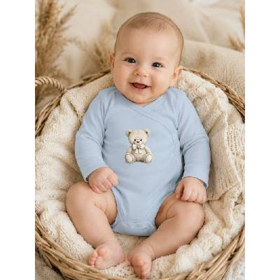 Detské body prekladacie LITTLE BEAR s dlhým rukávom Svetlo modrá