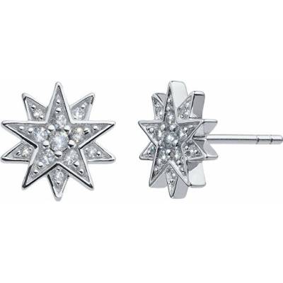 CrysTalp strieborné náušnice Hviezda s kryštálmi Sisy 42134.S