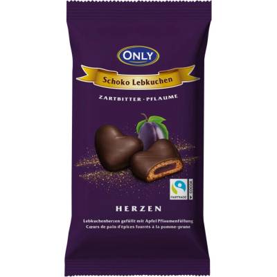 Only perníková srdíčka s jablečno-švestkovou náplní v hořké čokoládě 150 g