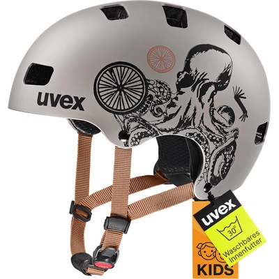 uvex Kid 3 cc - robust children's helmet for children - individual size adjustment - optimized ventilation - Oak Brown-Octopus matt - 51-55 cm - S414972