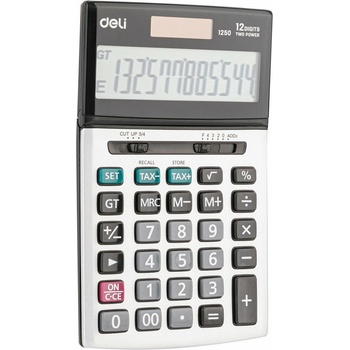 Deli Калкулатор Deli Core E1250, 12 разряден дисплей, настолен, с двойно захранване, сив (Core E1250)