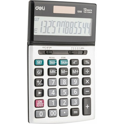 Deli Калкулатор Deli Core E1250, 12 разряден дисплей, настолен, с двойно захранване, сив (Core E1250)