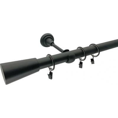 KovovégarnýžeCZ Classico elegance 25 mm Jednořadá Kroužky s háčky černá matná 180 cm